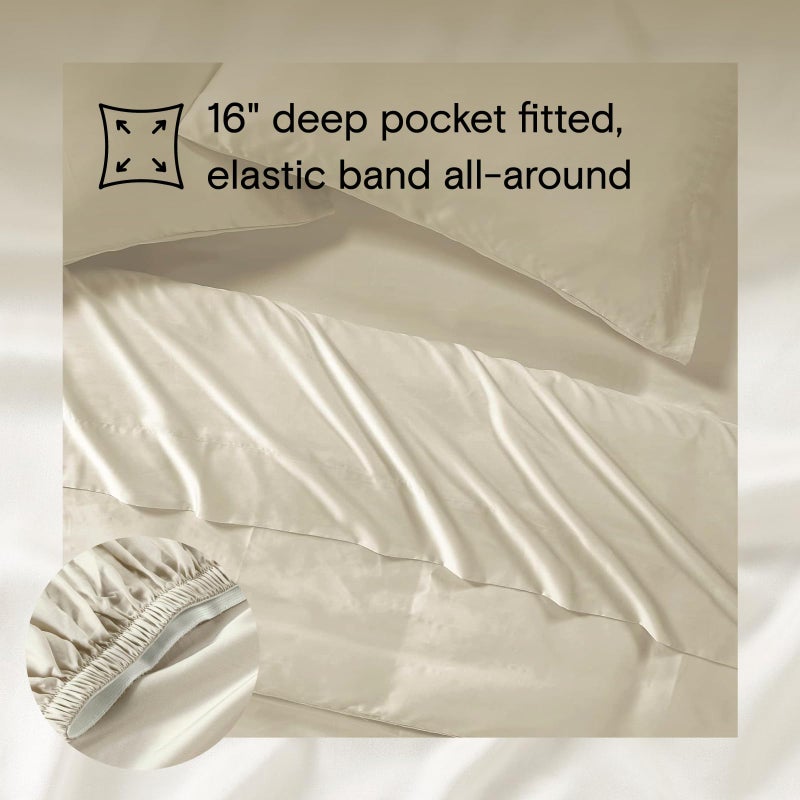 Sijo AiryWeight Tencel Sheet Set, 100% Lyocell Derived from Eucalyptus, Buttery Soft, Architectural Digest Best Cooling Sheets Winner - 3pc - 2 Pillowcases 1 Fitted (Fog, Queen) - Image 4